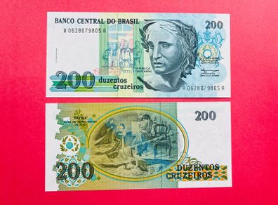 Brazil. 200. Cruzeiros  1990  . Pick. 229  ( Uncirculated )