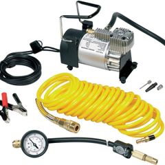 Heavy Duty Tyre Inflator, Air Compressor with 7m extendable airline, brass connector and storage bag
