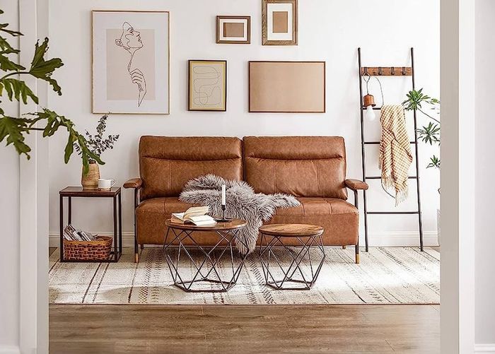 Coffee Tables, Set of 2 Side Tables, Robust Steel Frame, for Living Room, Bedroom, Rustic Brown and Black