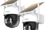 2PACK Solar Security Camera Outdoor Wireless, 2K/3MP Home Security Camera, Solar Battery Powered, 360 Surveillancewith Automatic Tracking, Colour Night Vision, Light&amp;Sound Alarm, 2-Way Audio