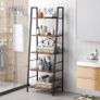 NEW SALE | Bookshelf, Ladder Shelf 5-Tier Bookcase for Bedroom, Industrial Book Shelves Storage Rack with Metal Frame for Home Office, Rustic Brown Image 4