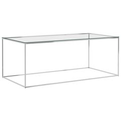 Coffee Table Silver 120x60x45 cm Stainless Steel and Glass