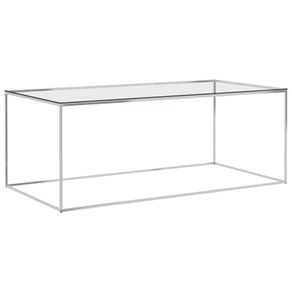 Coffee Table Silver 120x60x45 cm Stainless Steel and Glass