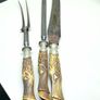 Antique Sheffield Carving Set Stag Antler Handles  Cooper Brothers Image 2