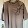 Ladies Bow Shoulder Taupe Top F/S Image 3