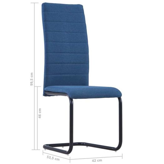 Cantilever Dining Chairs 2 pcs Blue Fabric