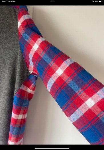Grey round neck with flannel contrast size 10