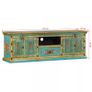 TV Cabinet Solid Mango Wood Blue Hand Painted Image 2