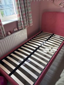 Single bed frame - pink velvet