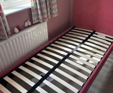 Single bed frame - pink velvet