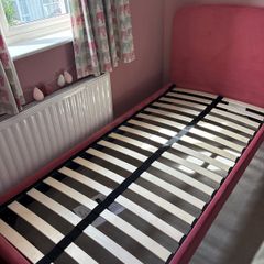 Single bed frame - pink velvet