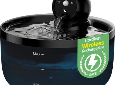 Cat Water Fountain for Drinking Wireless: Cat Fountain Battery Operated - 88oz/2.6L Automatic Pet Water Dispenser Cordless - Cats Drinking Bowl with Sensor - Rechargeable Pet Bowl Motion