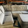 Grey corner sofa with matching footstool Image 4