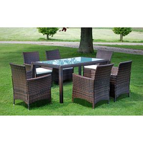 7 Piece Rattan Garden Dining Set