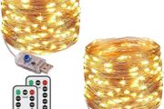 Fairy String Lights, 120LED 12M/40Ft 8 Modes USB Plug in Powered Lights Waterproof Outdoor/Indoor Copper String Lights with Remote Timer for Bedroom, Party, Wedding, Christmas (FREE POSTAGE)