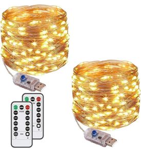 Fairy String Lights, 120LED 12M/40Ft 8 Modes USB Plug in Powered Lights Waterproof Outdoor/Indoor Copper String Lights with Remote Timer for Bedroom, Party, Wedding, Christmas (FREE POSTAGE)