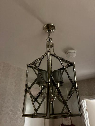 Large Antique Silver bamboo ceiling light