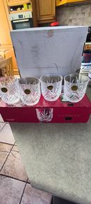 Vintage 1994 Set Of 4 Salzburg by CRISTAL DE FLANDRE Lead Crystal Glasses  Brand New BOXED