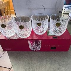 Vintage 1994 Set Of 4 Salzburg by CRISTAL DE FLANDRE Lead Crystal Glasses  Brand New BOXED
