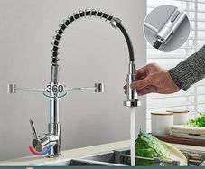 Kitchen Tap High-Pressure Chrome Kitchen Faucet with Pull-Out Sprayer