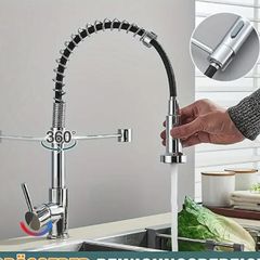 Kitchen Tap High-Pressure Chrome Kitchen Faucet with Pull-Out Sprayer