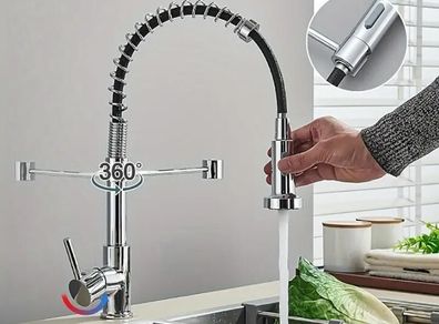 Kitchen Tap High-Pressure Chrome Kitchen Faucet with Pull-Out Sprayer