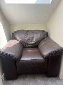 brown leather armchair