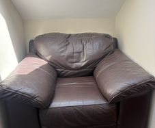 brown leather armchair