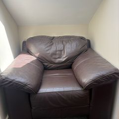 brown leather armchair