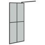 Walk-in Shower Wall with Shelf Black 80x195cm ESG Glass&Aluminium Image 6