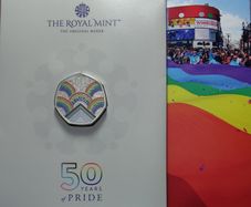 UK 0.5 Pound Base Metals Brilliant Uncirculated (Coloured) Coin 2022 - 50 Years of Pride
