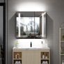 Bathroom Mirror Cabinet with LED Lights, Anti-Fog, Colour Changing & Touch Sensor, Aluminium Double Door, 650x600mm Dimmable, Shaver Socket, Wall Mount Image 2