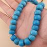 Antique Turqouise Blue African Style Glass Beads Strand 16 inches Image 9