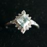 Vintage Art Deco Aquamarine and 925 Sterling Silver hallmarked Ring , Cubic Zirconia Band size O - 1,9g Image 3
