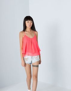 Bershka strappy neon top size S UK8 EUR36 Postage included