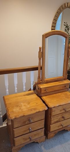 Solid Wood Bedside Lockers & Mirror Vanity