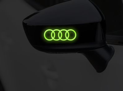 Audi Logo Rings Glow In Dark Decals Stickers Graphics X2 Set For Wing Mirrors