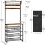 Coat Stand, Coat Rack with Shoe Storage, Hall Tree with Tiltable Mesh Shelves, 4 Removable Hooks, Side Storage Pocket, Shoe and Coat Rack for Hallway, Living Room, Rustic Brown Image 8