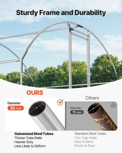 Large Metal Chicken Coop 3 x 2 x 2 m Walk-in Chicken Run House Cage, Doom Roof Hen House Enclosure with Cover and Security Lock,