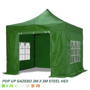 Heavy Duty Pop Up Gazebo Steel 40mm Hex 3m x 3m