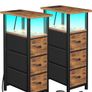 Bedside Table Set of 2, Narrow Side Table with Charging Station Image 10