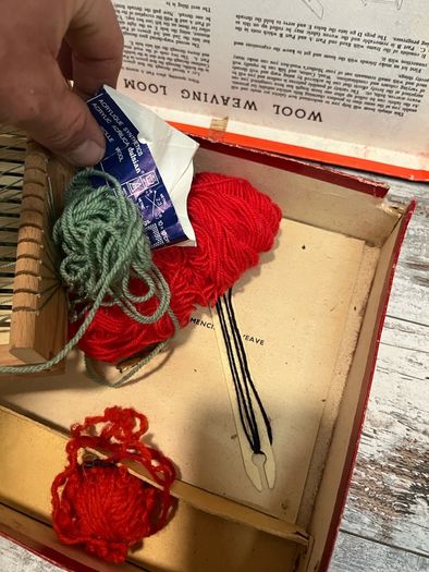 vintage wool weaving loom