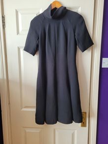 Ted baker black and white Ciena crepe pleated cocktail swing dress
