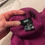 DKNY deep fuchsia turtleneck with free left shoulder detail Image 2