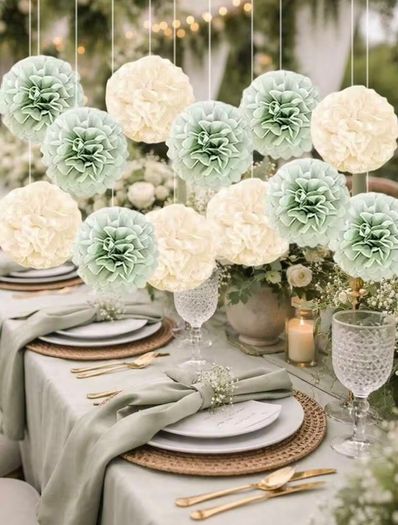 Sage green paper flower ball