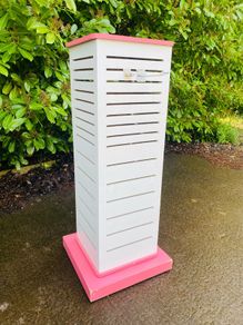 Spinning Display Stand - White And Pink Colour - Slat Wall Design - Hooks Availabe