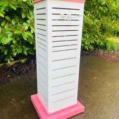 Spinning Display Stand - White And Pink Colour - Slat Wall Design - Hooks Availabe