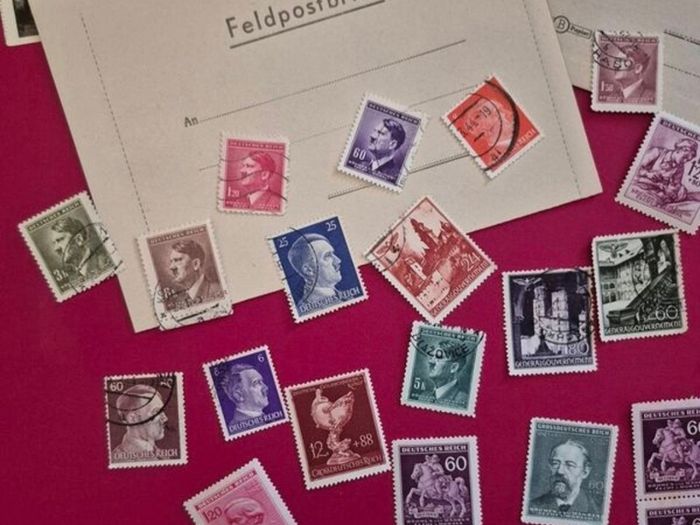 Selection of 3rd reich, stamps/ postcards/propaganda photo, and military feldpost.