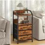 Bedside 2 Table with 3 Fabric Drawers & Open Shelf Image 6