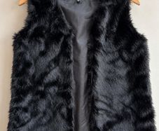 New Look Black Faux Fur Gilet Vest Size M